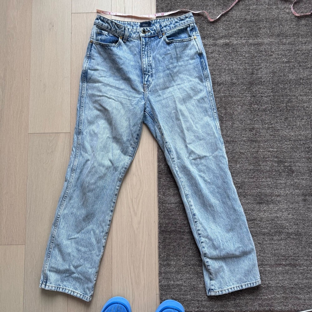 KHAITE Abigail Straight Leg Jeans with Faded Wash